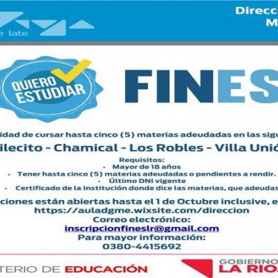 Se encuentran abiertas las inscripciones para el Plan Fines Deudores