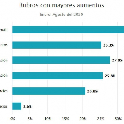 Alimentos, vestimenta y educación lo que más aumentó de precio en el año