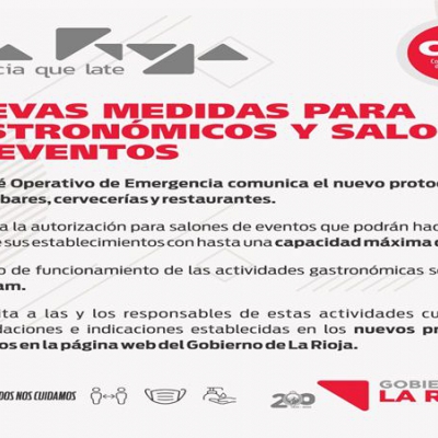 Nuevas medidas para gastronómicos y salones de eventos