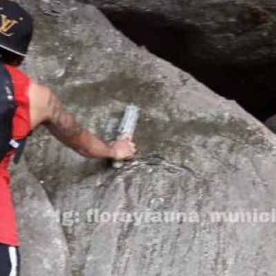 Pintaron rocas de la Cascada de Abrastain y para reparar el error limpiaron el lugar