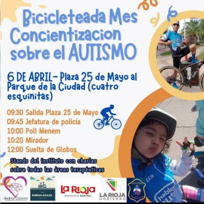 Invitan a participar de bicicleteada en el mes de concientización del autismo
