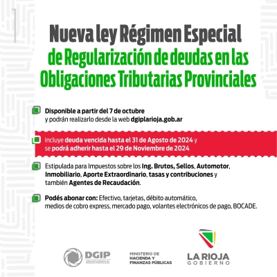 Rige ley de regularización de deudas y obligaciones tributarias