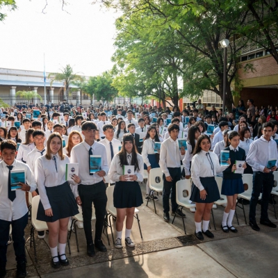 Alumnos de escuelas secundarias realizaron promesa a la nueva Constitución Provincial