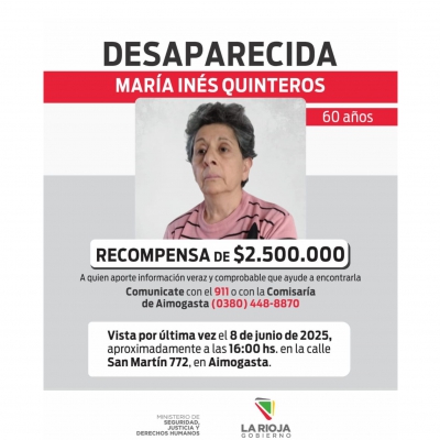Búsqueda de María Inés: el Gobierno ofrece recompensa